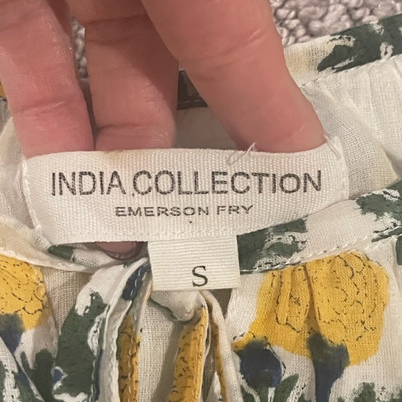 Emerson Fry Lucy White & Yellow Floral Blouse, Bracelet Length Sleeves, Sz. S - Picture 5 of 16